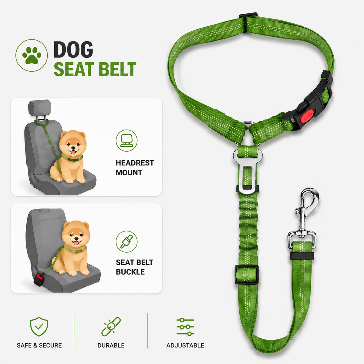 SafeRide™ Shock-Absorbing Dog Seat Belt