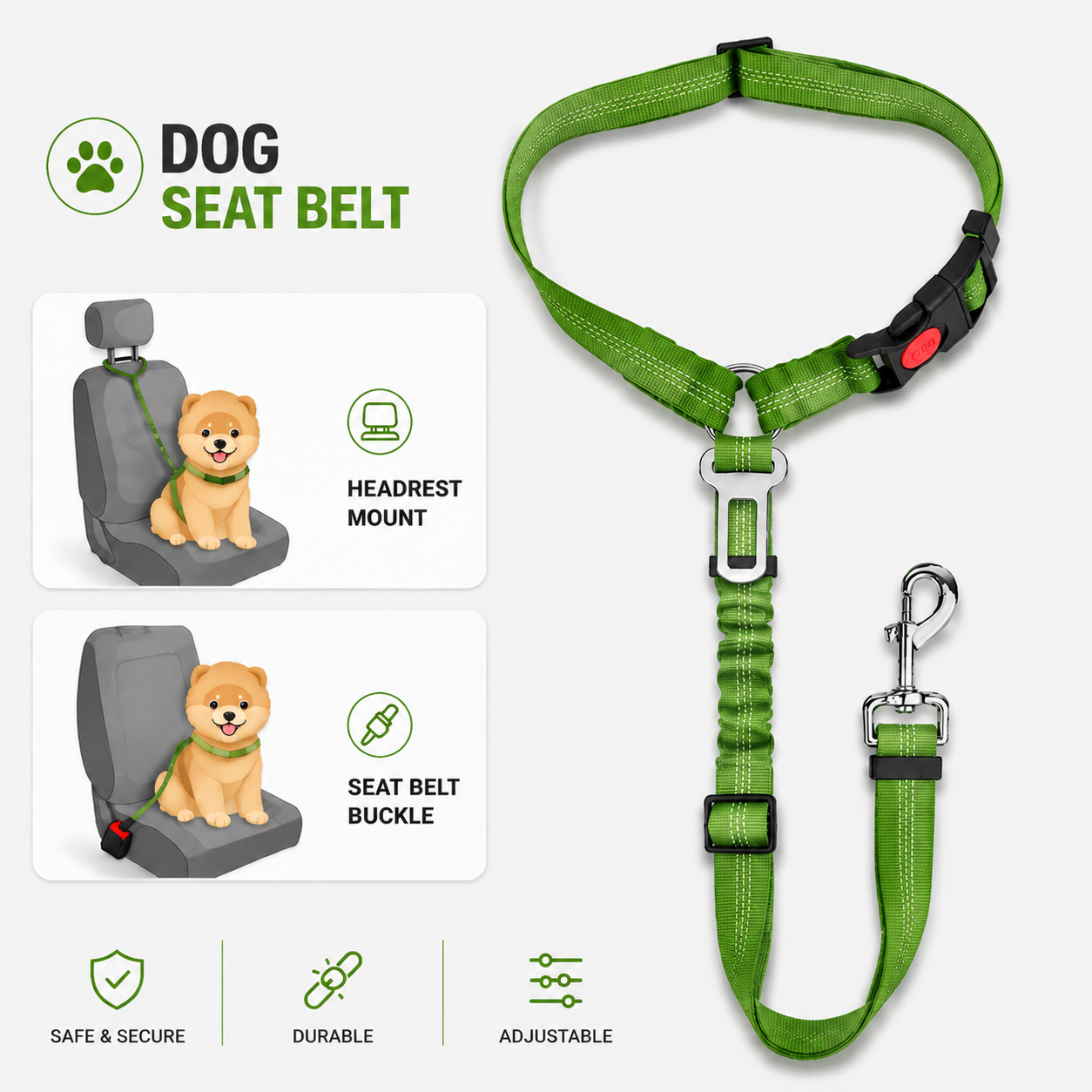 SafeRide™ Shock-Absorbing Dog Seat Belt